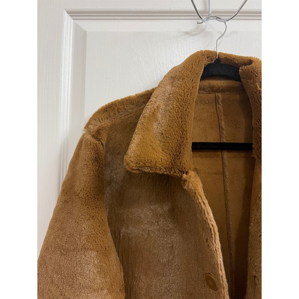 Brandon Thomas Vintage Reversible Faux Suede Fur Jacket Brown Camel Womens Med - Picture 7 of 8